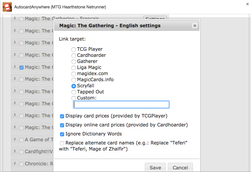 AutocardAnywhere Scryfall setup
